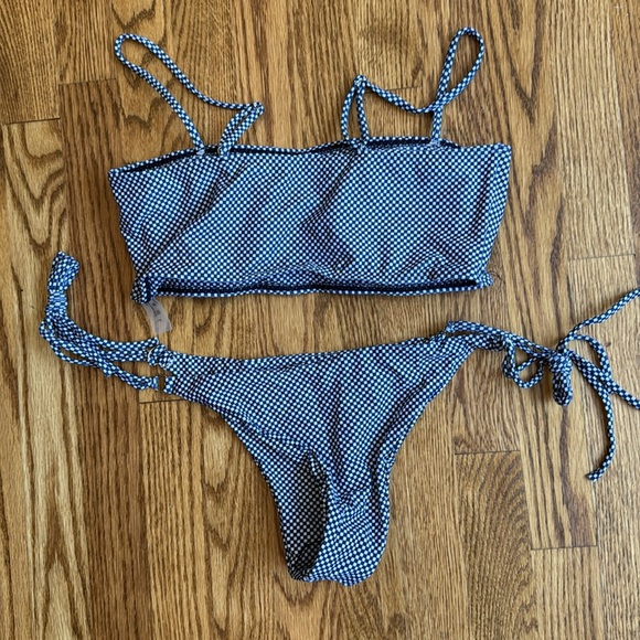 Blue check string bikini - Picture 3 of 3